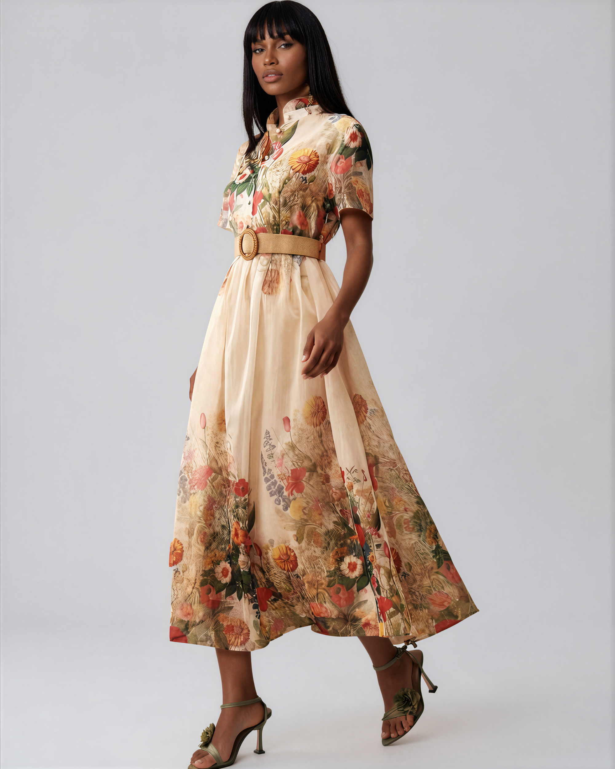 Autumn Blossom Midi Dress