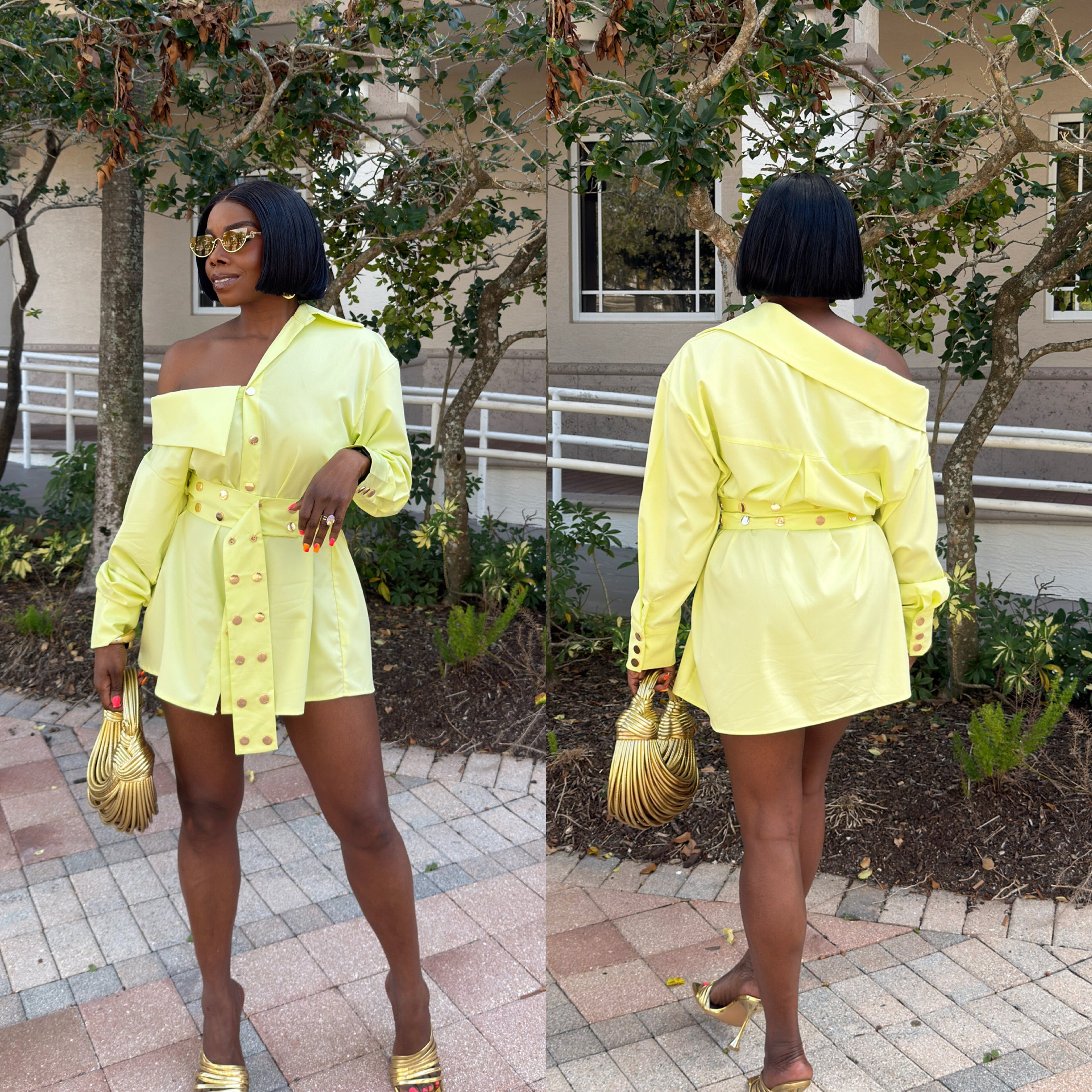 Alora One Shoulder Shirt Dress