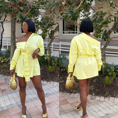 Alora One Shoulder Shirt Dress