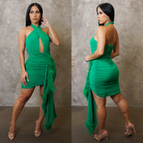 Emerald Envy Halter Mini Dress