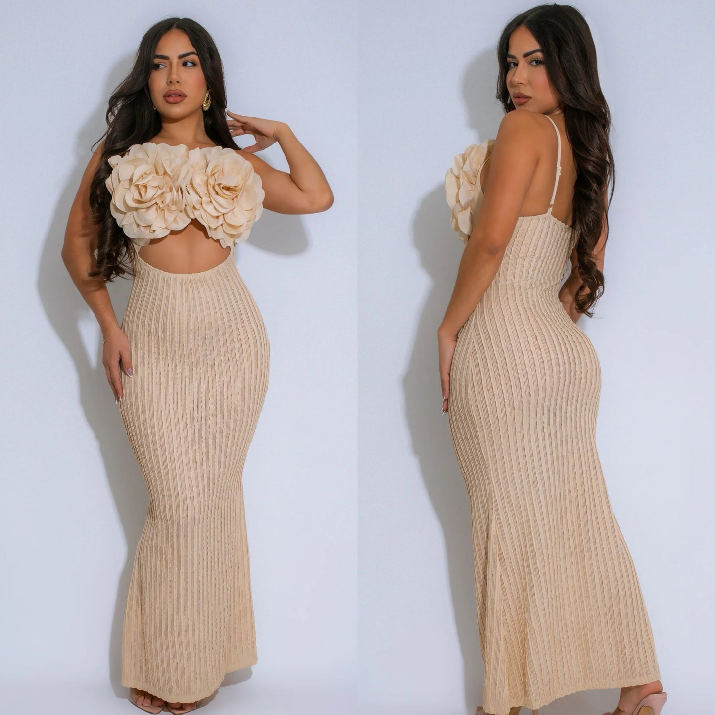 Quinn Flower Nude Cutout Dress