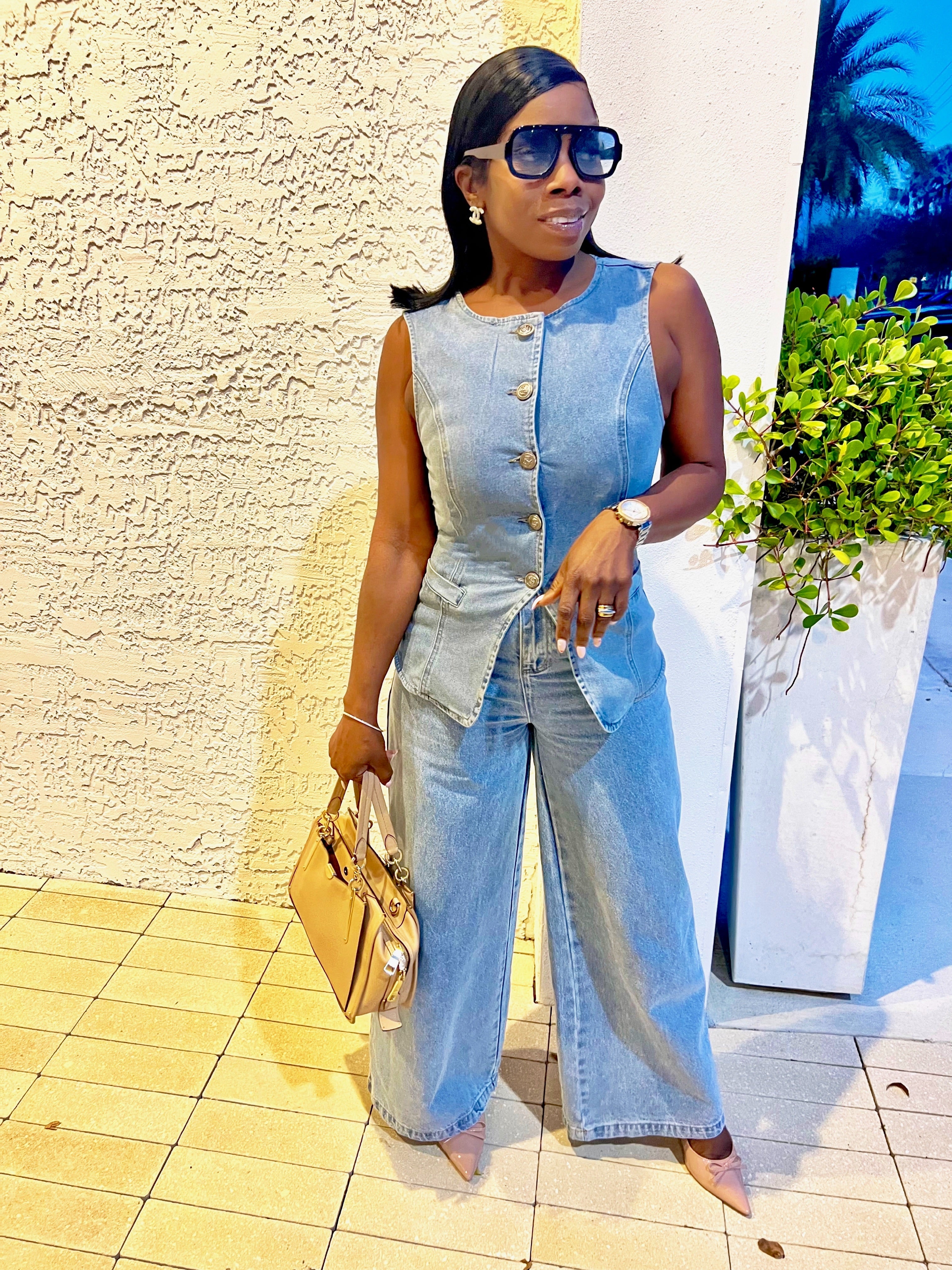 Shenille Denim Vest