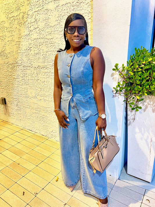 Shenille Denim Vest