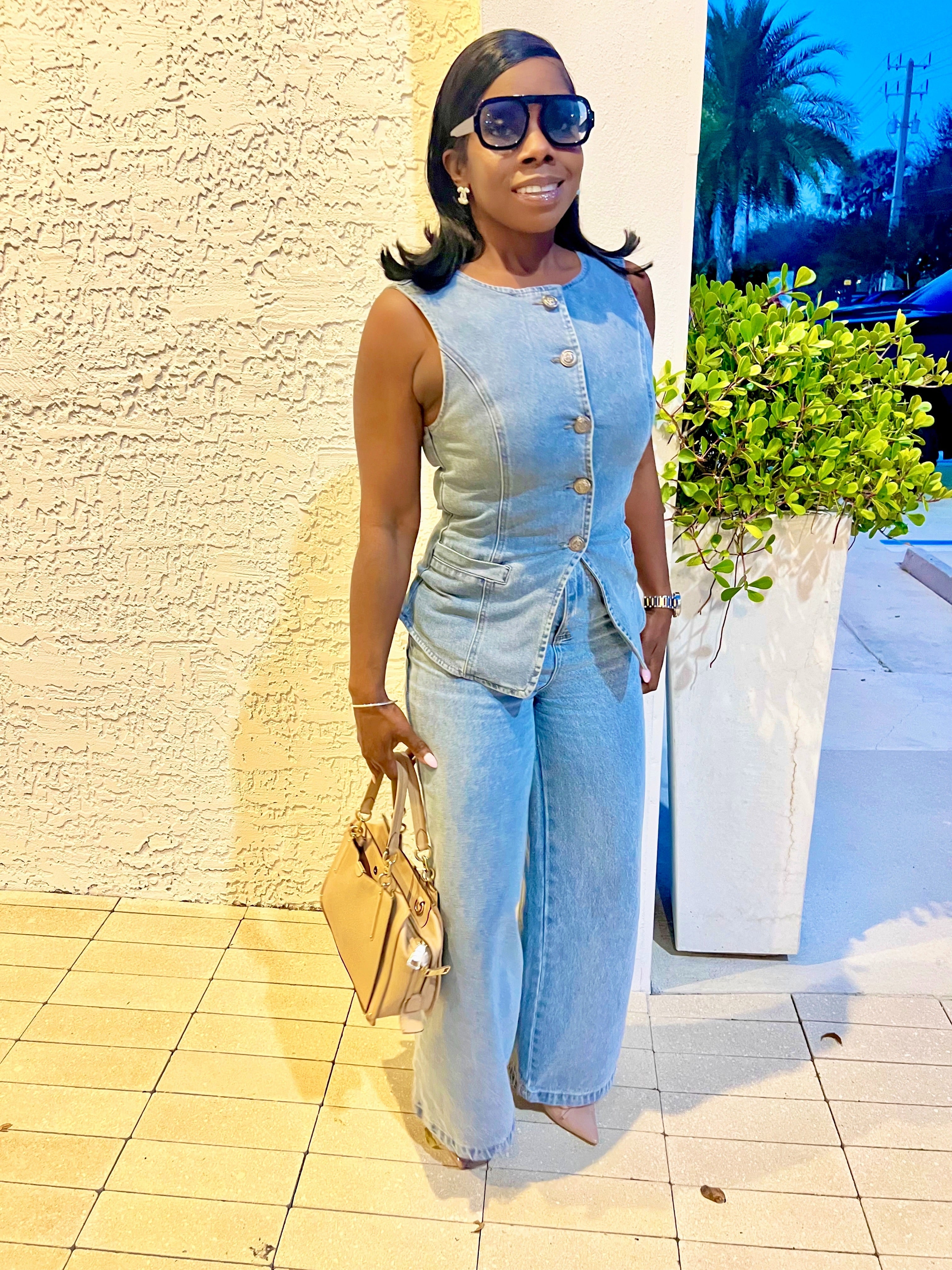 Shenille Denim Vest