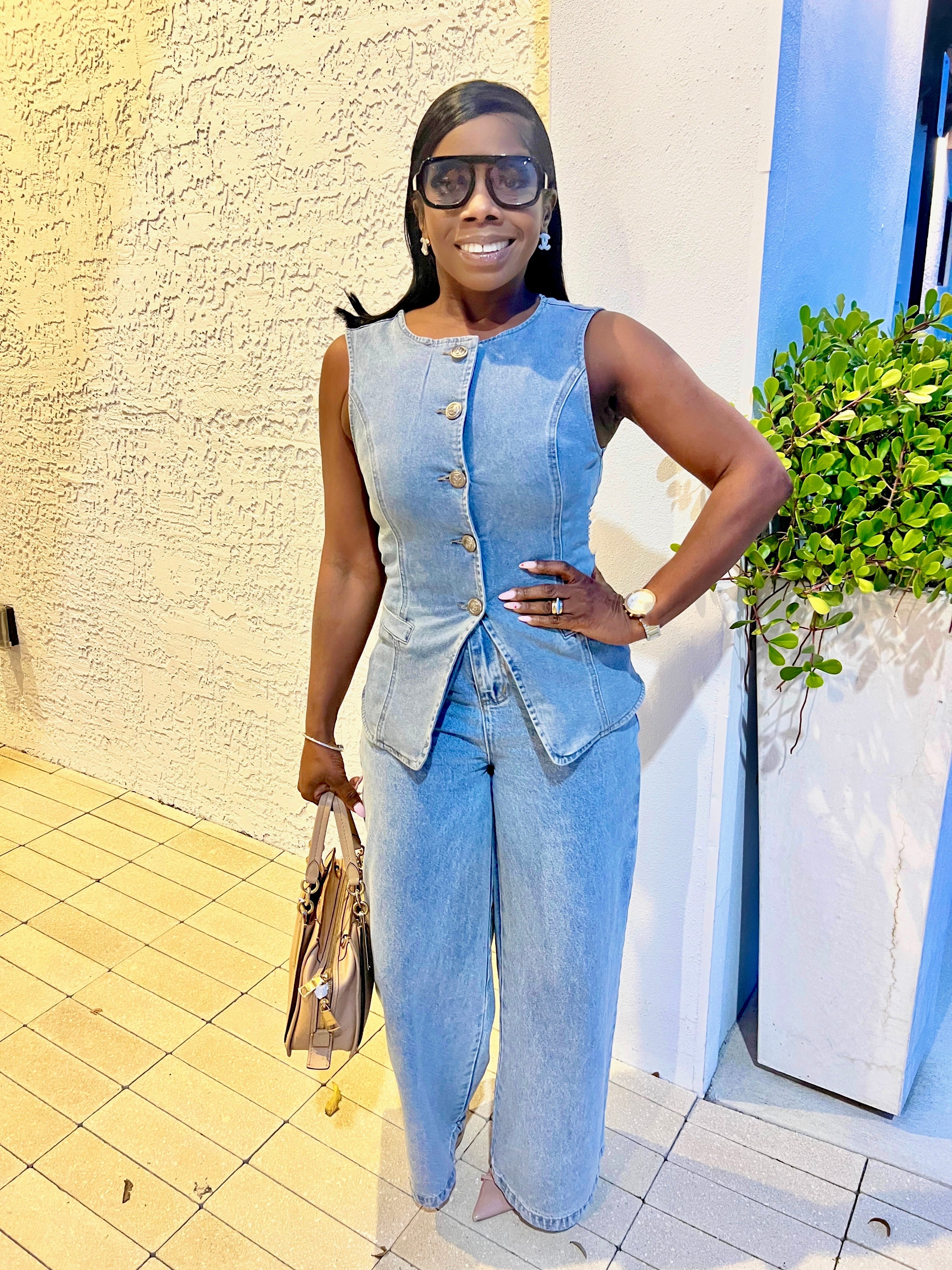 Shenille Denim Vest