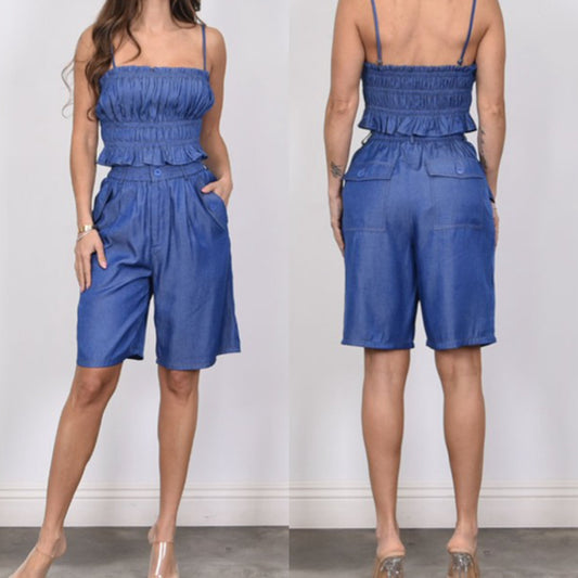 Kendall Set – Stylish Chambray Two-Piece for Effortless Summer Chic