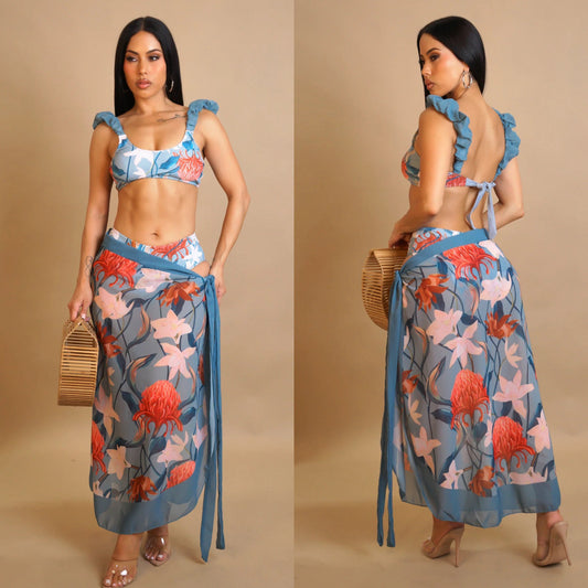 Azaria Floral Two-Piece Set: The Perfect Tropical Vacation Outfit for Women