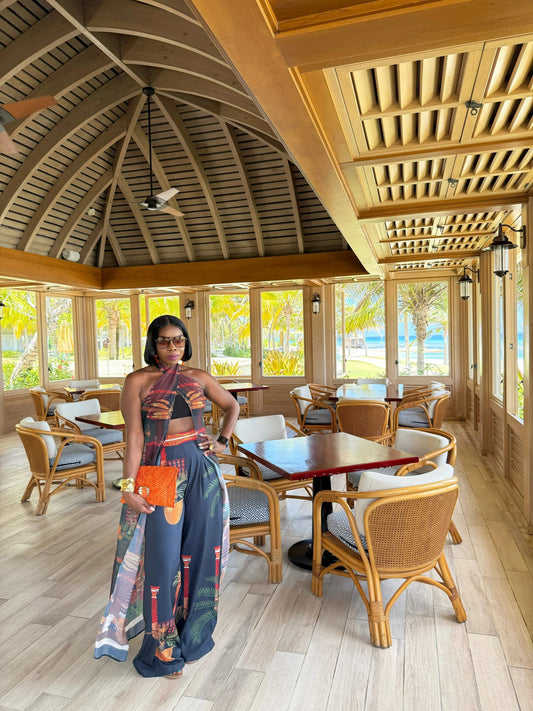 Cairo Pants Set – Bold Resortwear with Tribal Print