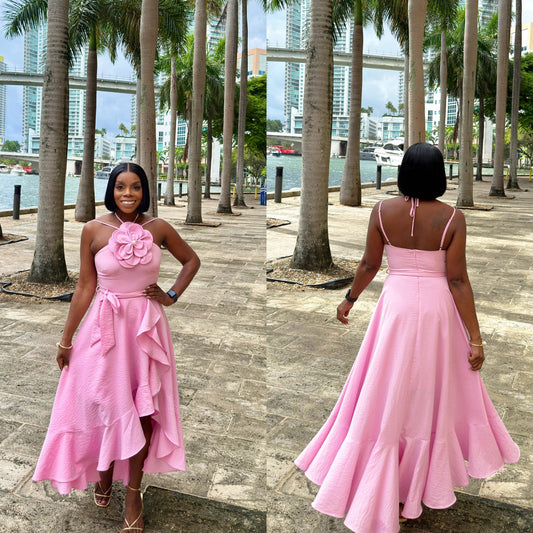 Dahlia Ruffle Dress – Blush Elegance with a Romantic, Feminine Touch