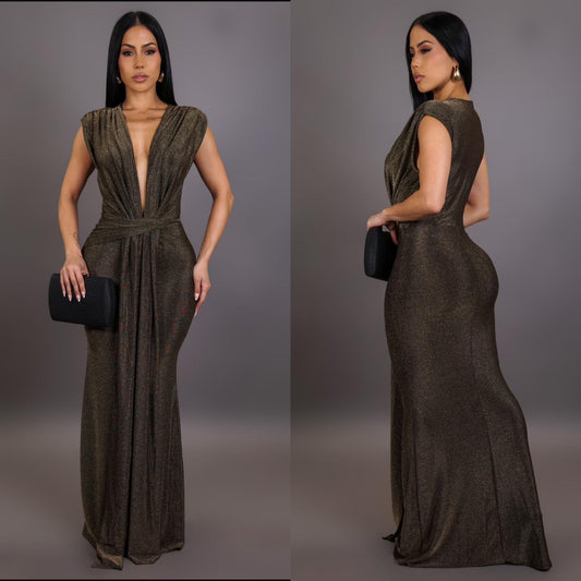 Rosalie Metallic Dress: Timeless Elegance Meets Shimmering Glamour