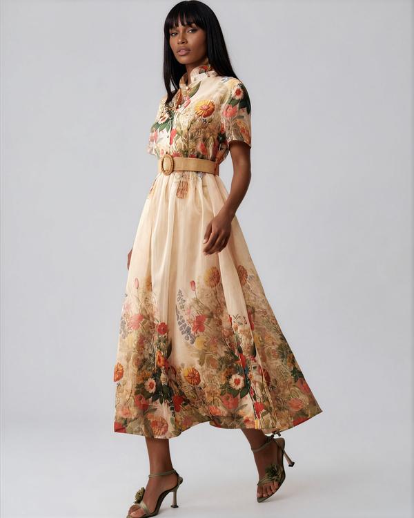Autumn Blossom Midi Dress