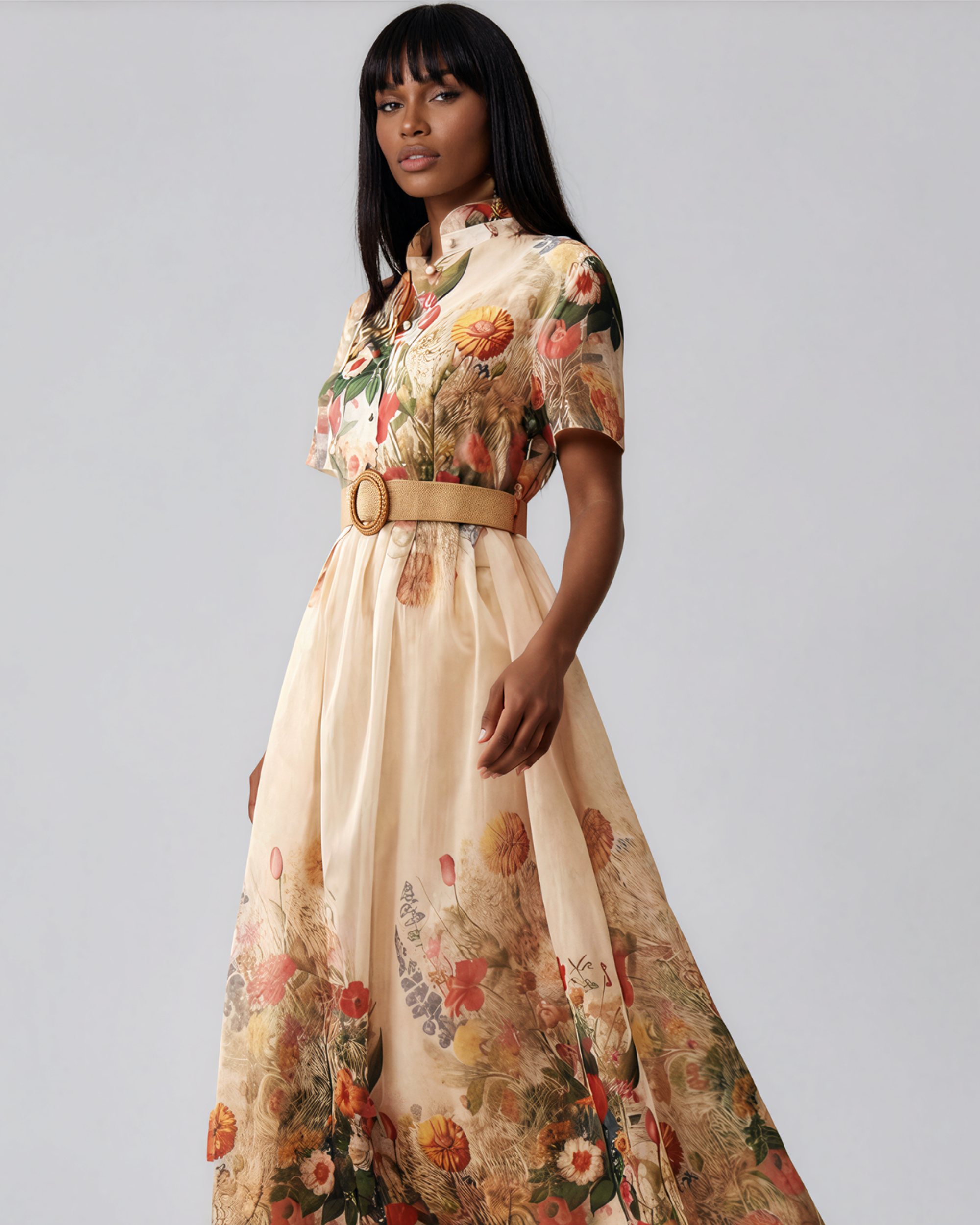 Autumn Blossom Midi Dress