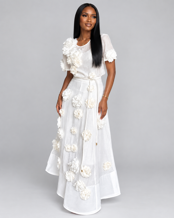 Avenelle White Skirt Set