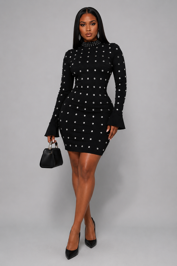 Midnight Luxe Embellished Mini Dress