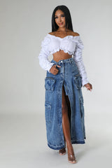 Milania Cargo Denim Skirt