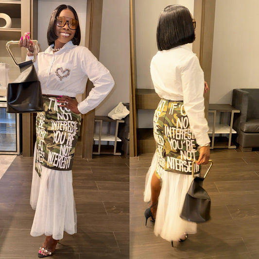 Camo Statement Mesh Skirt