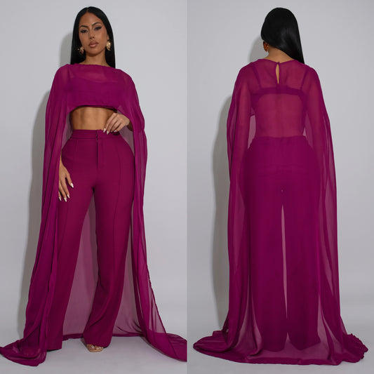 Velora Luxe Magenta Cape Set