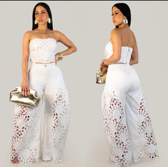 Alessia White Pants Set