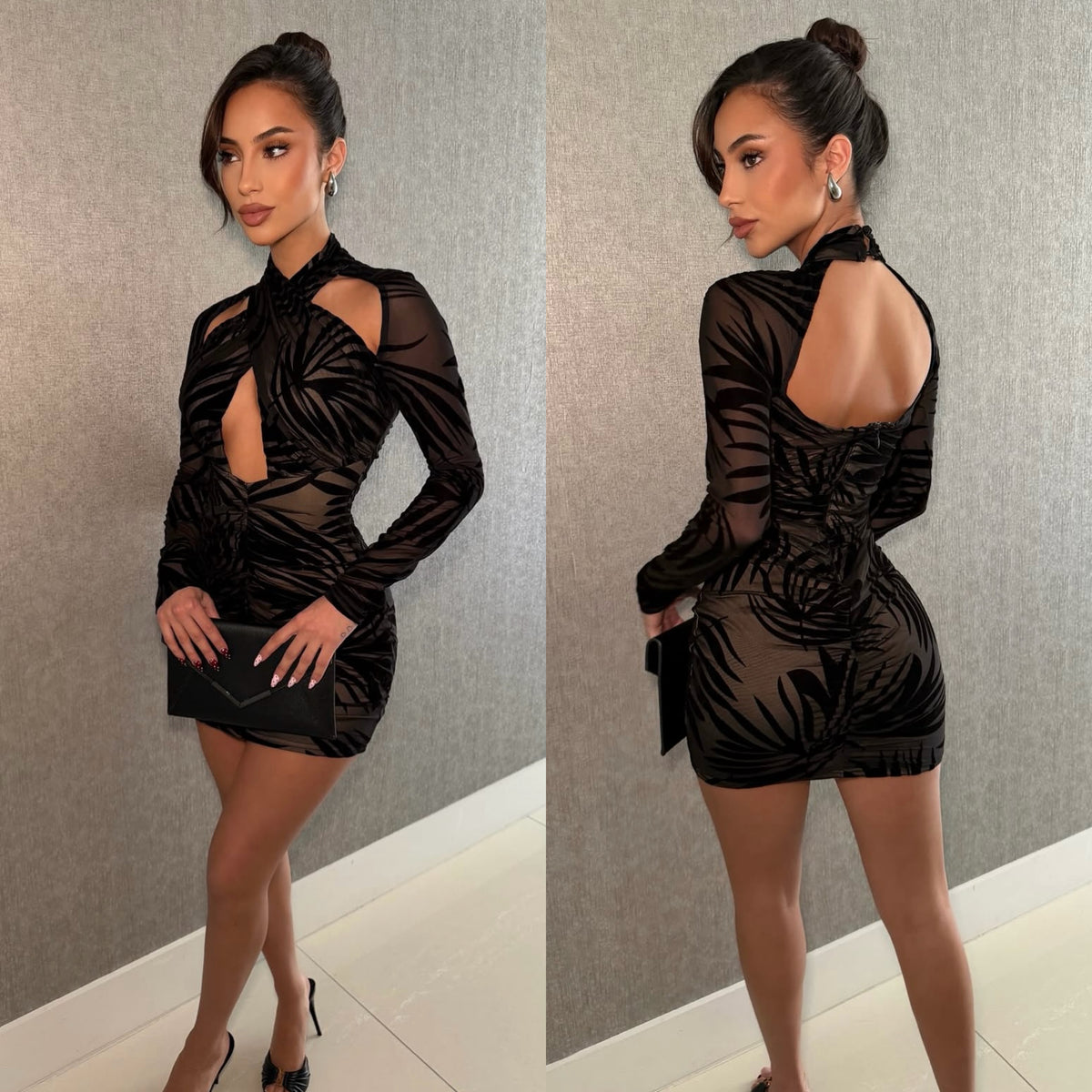 Selene Velvet Mesh Mini Dress