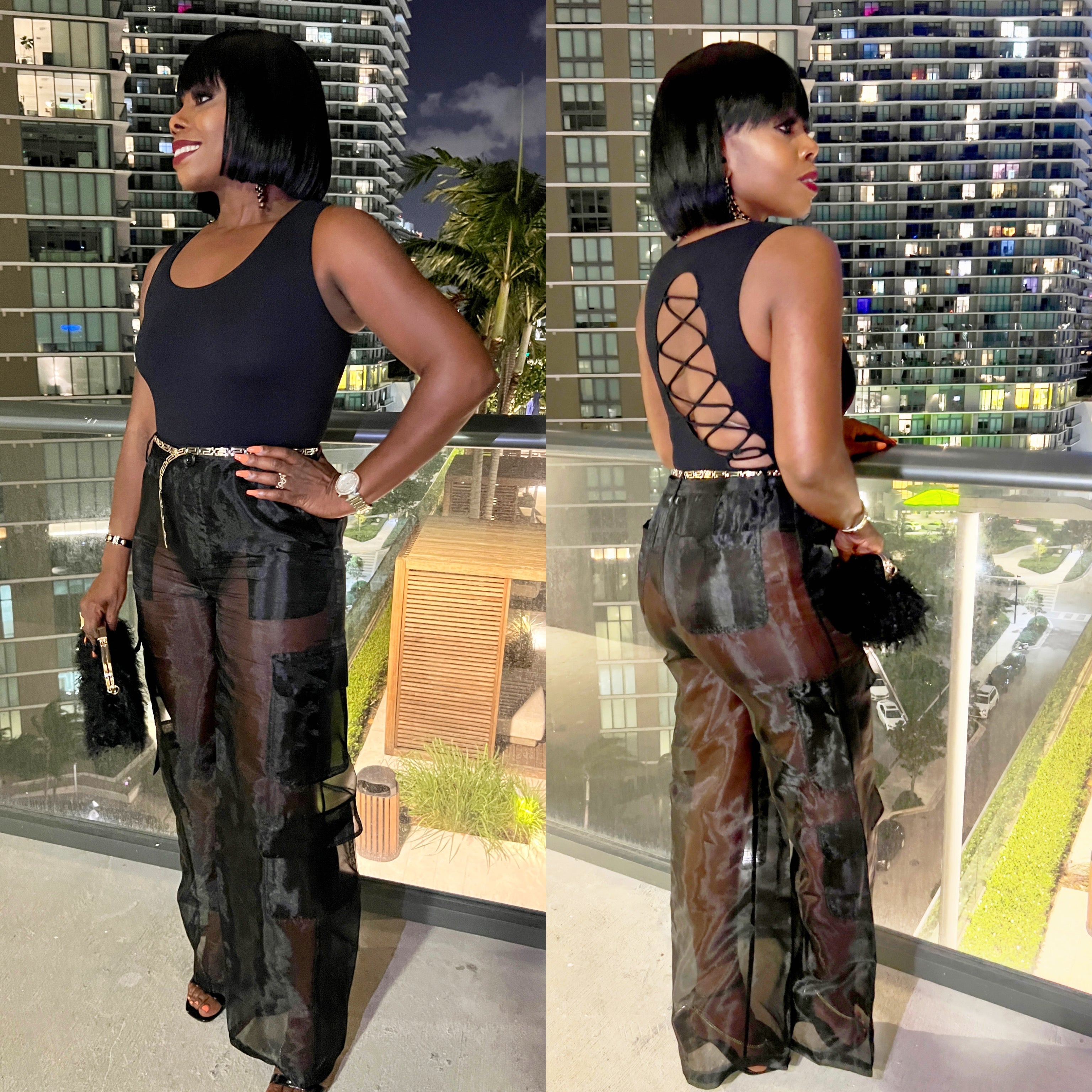 Ashley Sheer Cargo Pants
