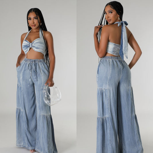 Carla Denim Pants Set