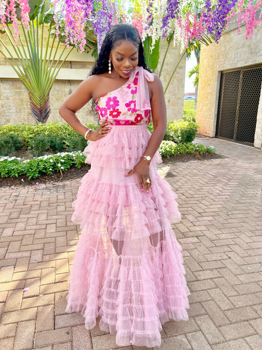 Dania Floral And Tulle Dress