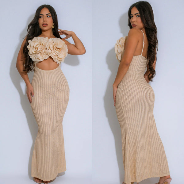 Quinn Flower Nude Cutout Dress