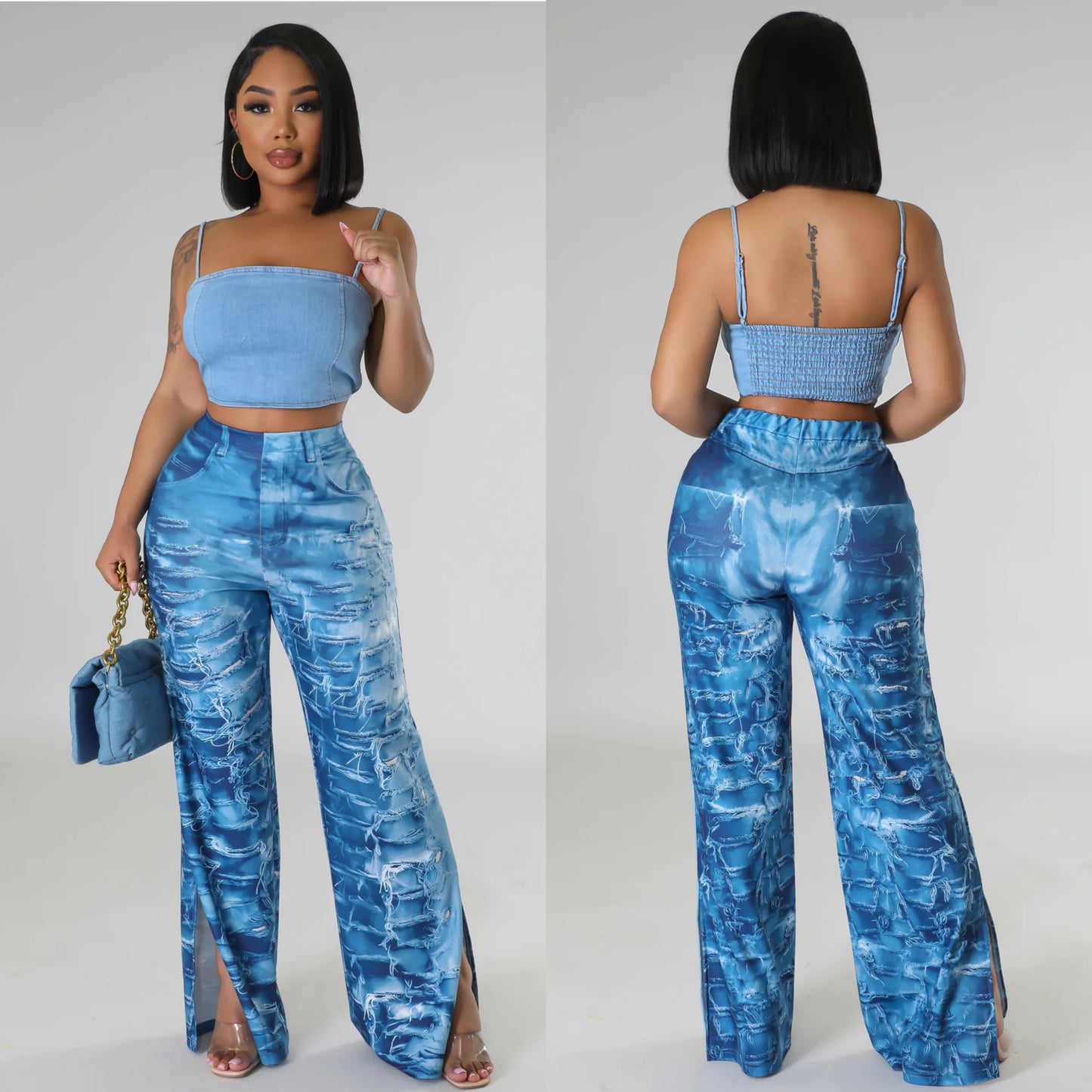 Shoma Denim Print Pants